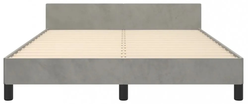 világosszürke bársony ágykeret matrac nélkül 140 x 190 cm