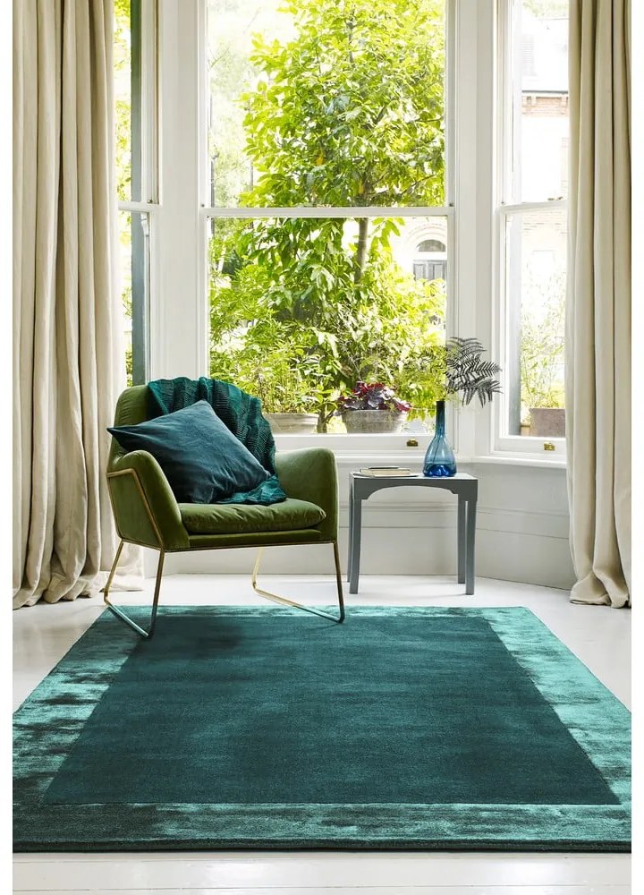 Petróleumkék kézi szövésű gyapjú keverék szőnyeg 80x150 cm Ascot – Asiatic Carpets