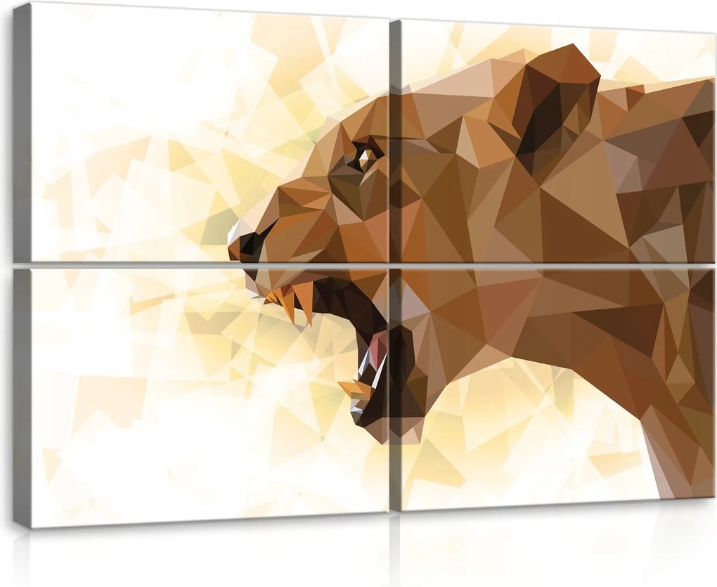 Vászonkép 120x80 Erő Oroszlán üvöltés Vad természet Geometria Poligonális művészet