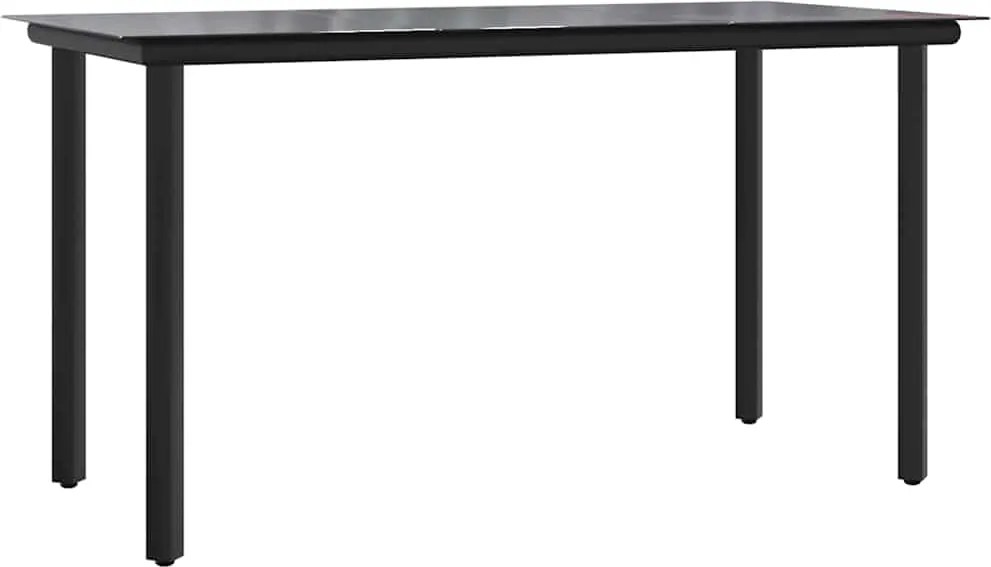 vidaXL fekete acél és edzett üveg kerti étkezőasztal 200 x 100 x 74 cm