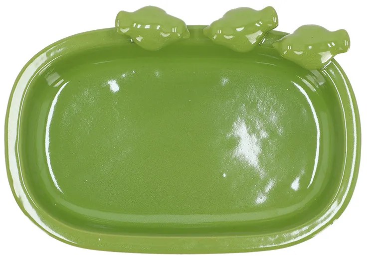 Kerámia madáritató és etető tál, 29 cm, zöld