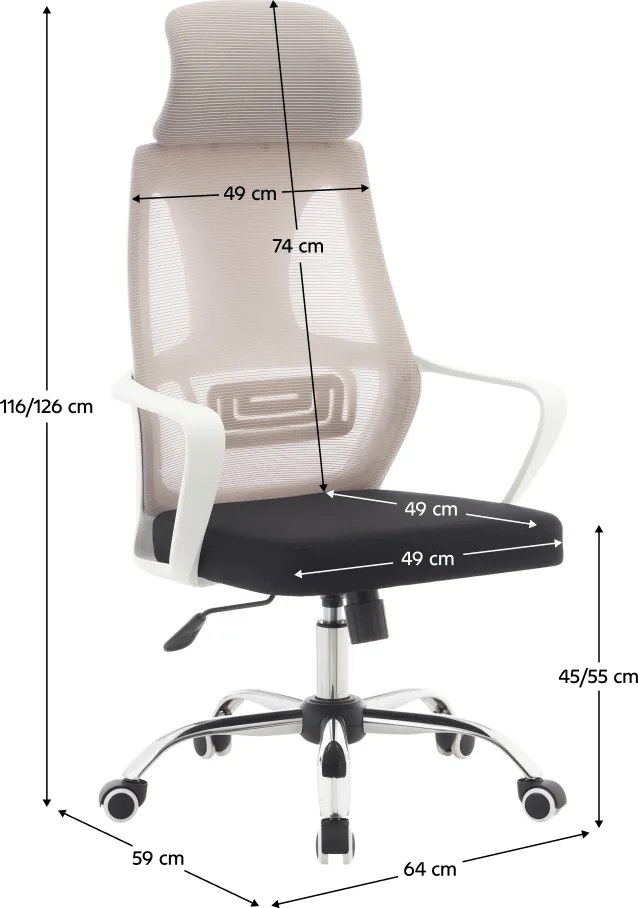 Irodai szék, szürke/fekete/fehér, TAXIS 2 NEW