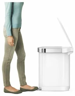 Simplehuman Slim 45 l pedálos szemetes, fehér