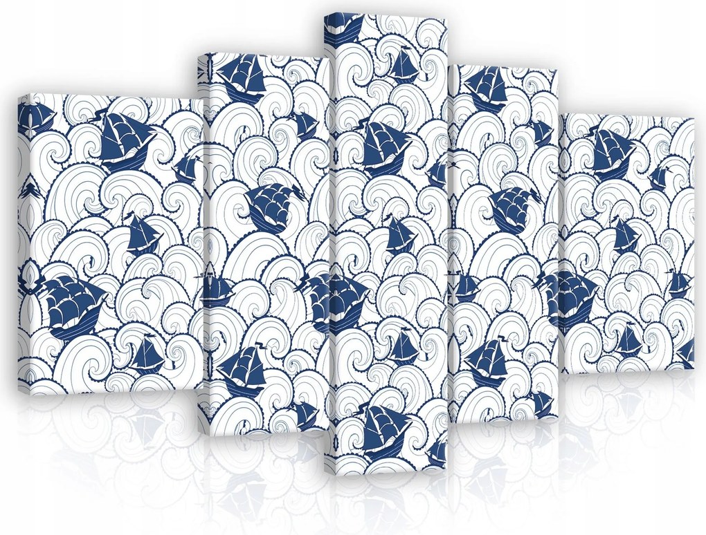 Vászonkép 170x100 Tenger hullámok hajók vitorlások tengeri stílus absztrakt fal