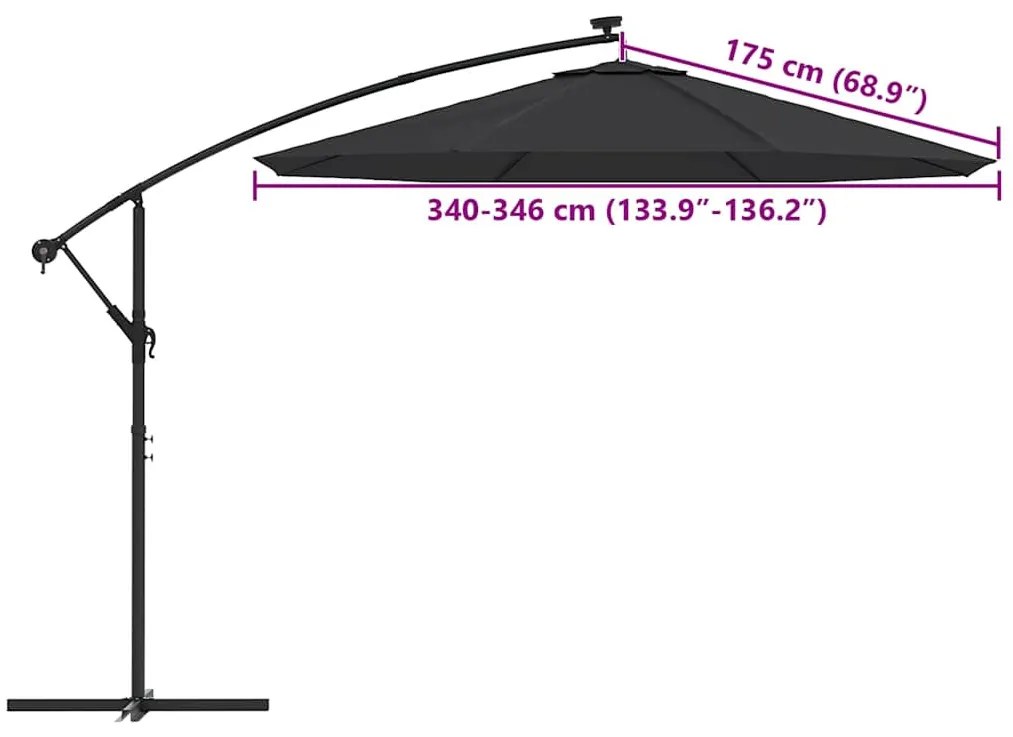fekete konzolos napernyőponyva 350 cm