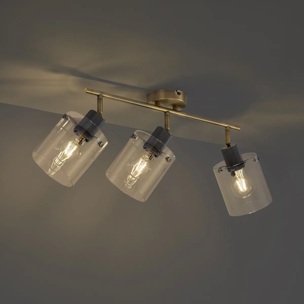 Design mennyezeti spotlámpa bronz színben, átlátszó üveggel, 3-lámpás - Domo