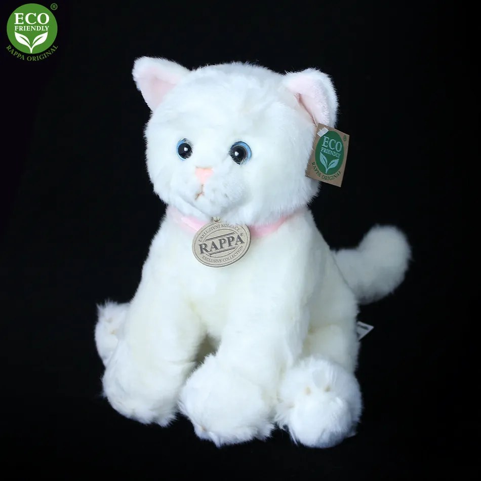 Rappa ülő plüssmacska, fehér, 25 cm