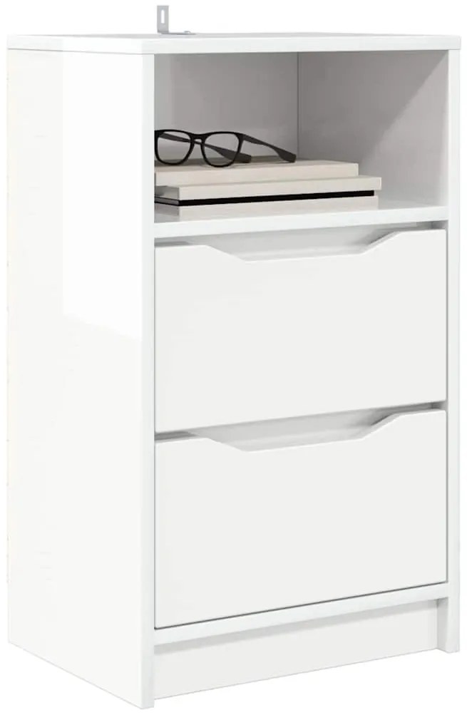 vidaXL Éjjeliszekrények 2 pcs Magas Fényű Fehér 40 x 30 x 467 cm