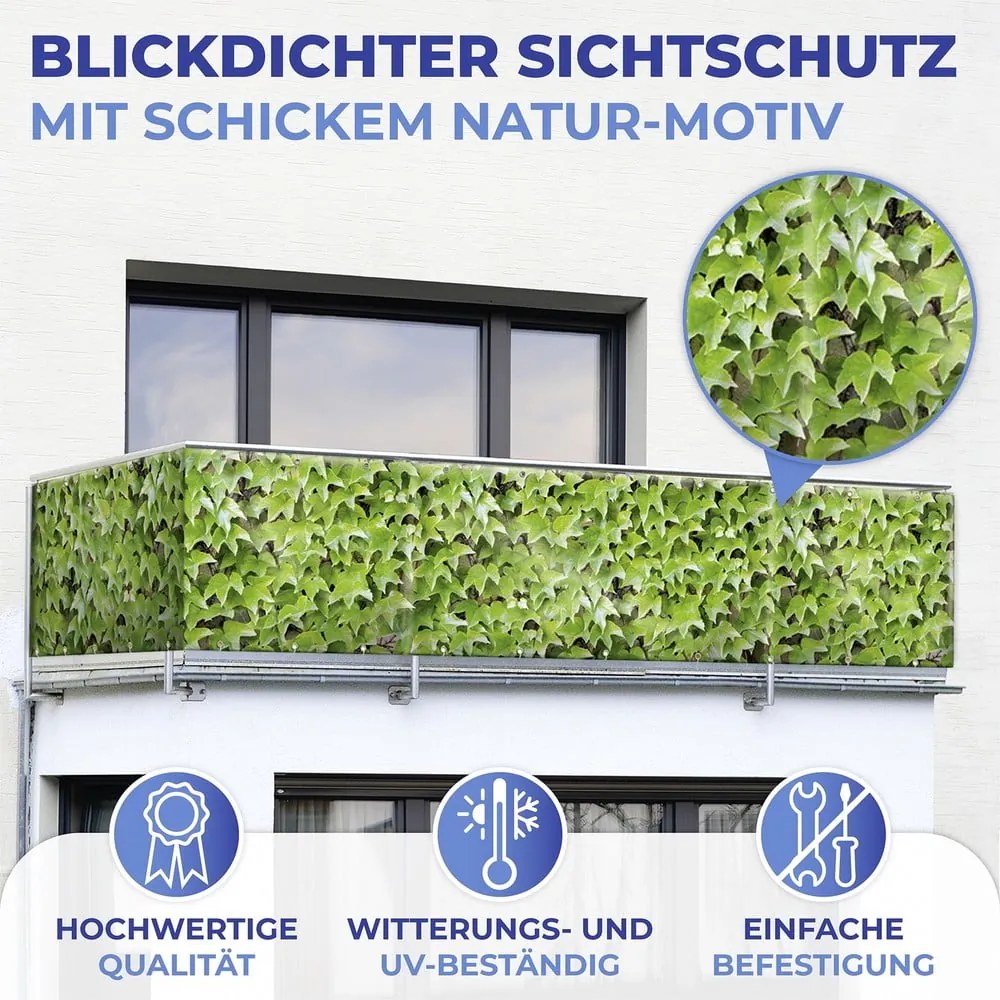 Zöld műanyag belátásgátló erkélyre 500x85 cm Wilder Wein – Maximex