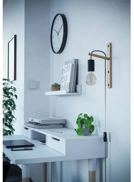 Eglo 44013 - Fali lámpa POCKLEY 1xE27/10W/230V barna/fekete