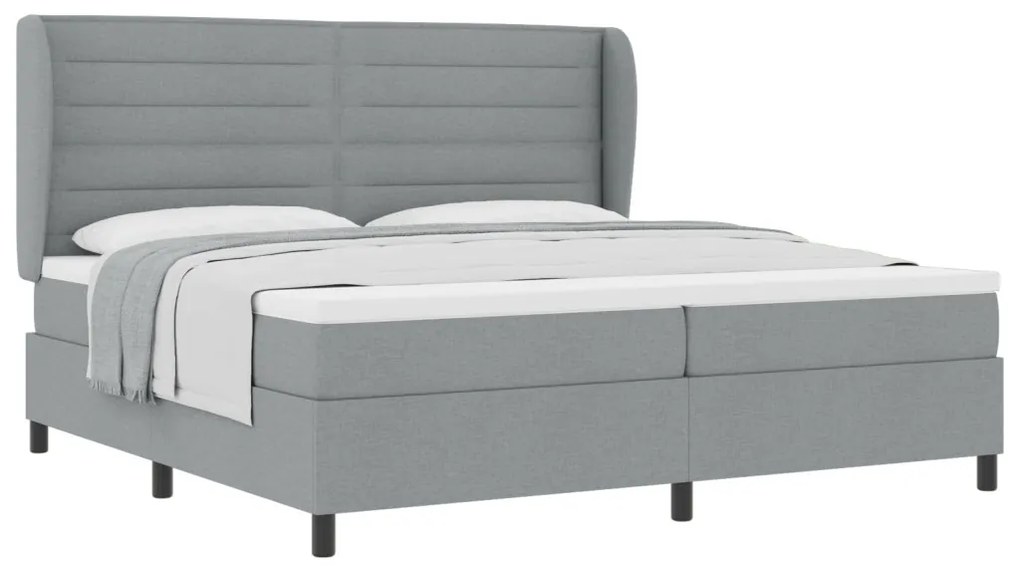 Boxspring Ágy Matrac Kép Barnás Szürke 200x200 cm Szövet