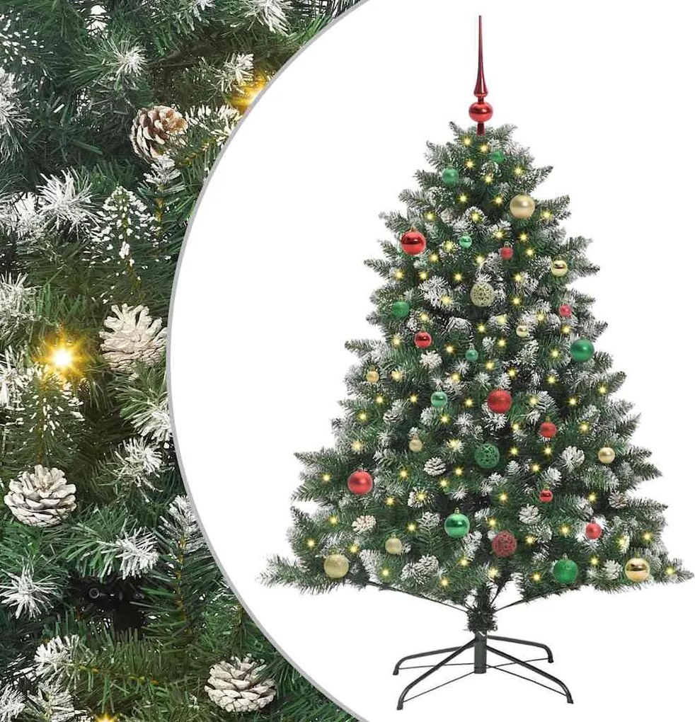 vidaXL Mű karácsonyfa 150 LED-del Zöld 150 cm PVC és Műanyag és Acél