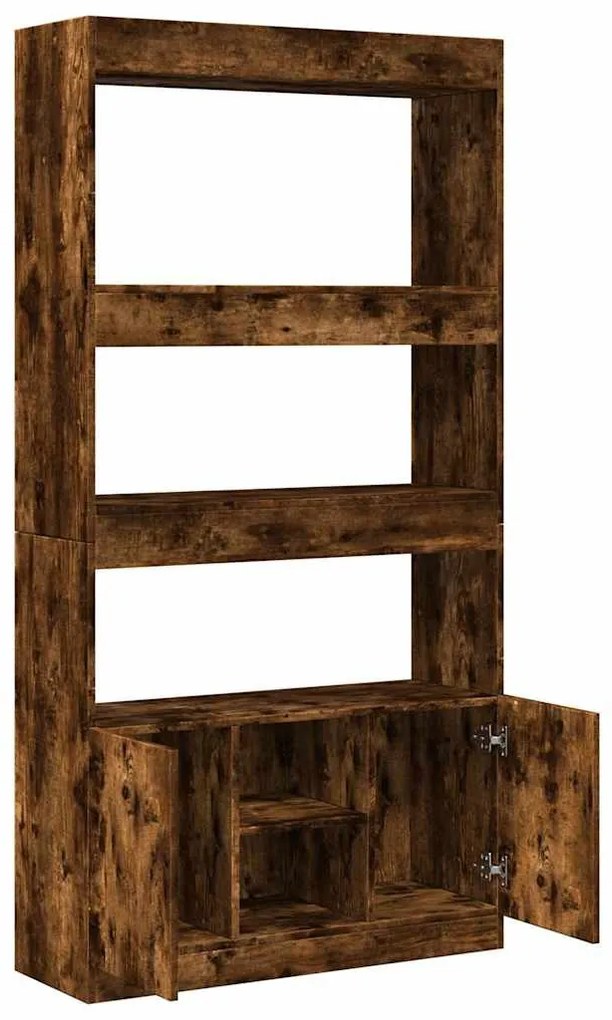 füstös tölgy színű szerelt fa magasszekrény 92 x 33 x 180 cm