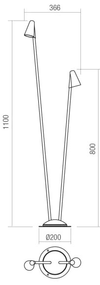 Redo 90712 - NIVALIS LED kültéri lámpa 2xLED/6,9W/230V 110 cm IP65 barna
