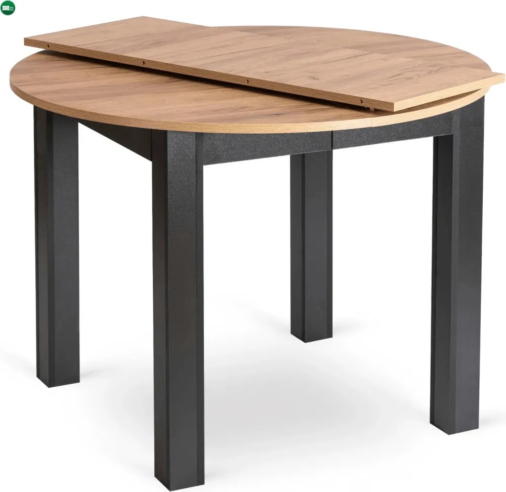 szett étkezőasztal HARRY 102-142 cm craft tölgy/fekete és 4 szék CHRIS szürke