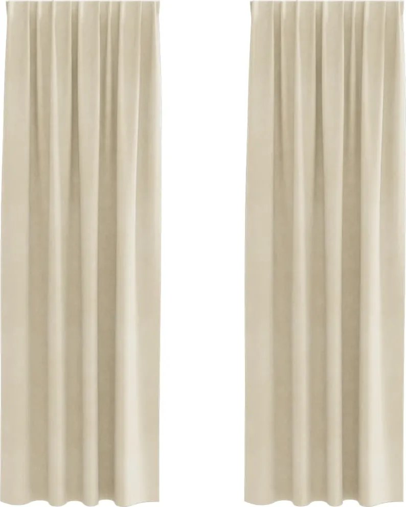 vidaXL Sötétítő függönyök 2 pcs Krém 140 x 225 cm Bársony