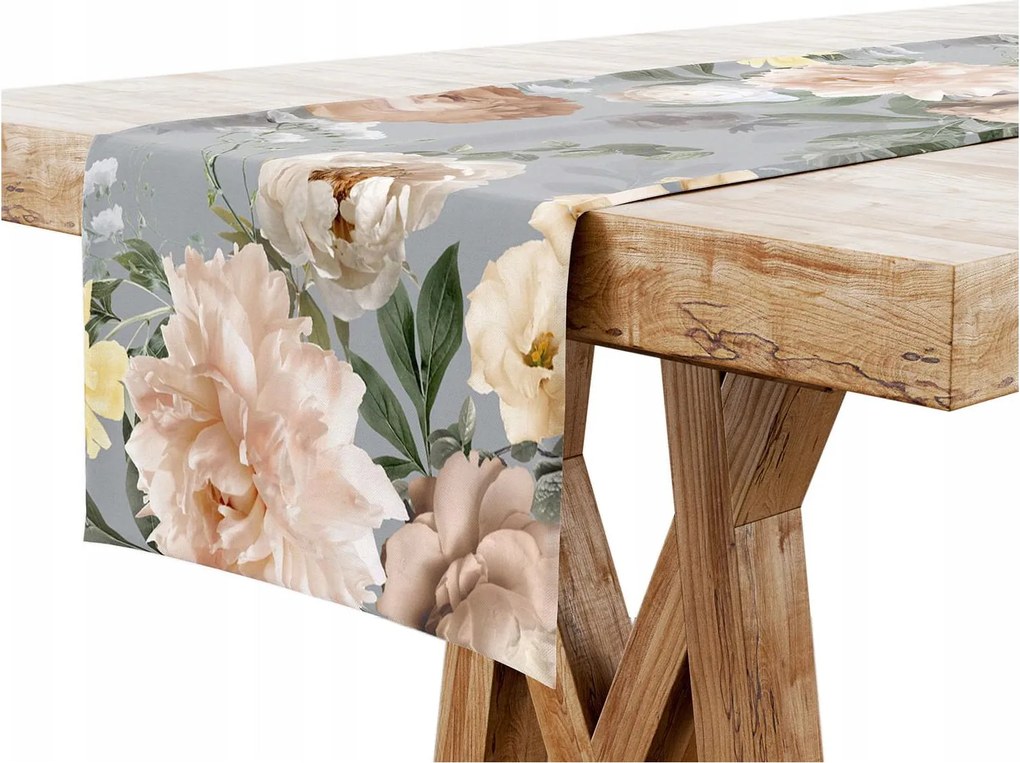 Dekorációs Futófelület 40x100 Virágok Szürke 5966