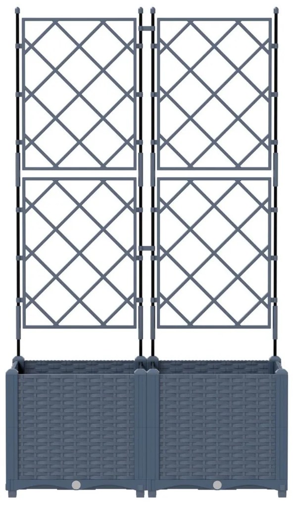 Trellis-szel ellátott Kerti Ültető 2 db Szürke 80x40x143 cm
