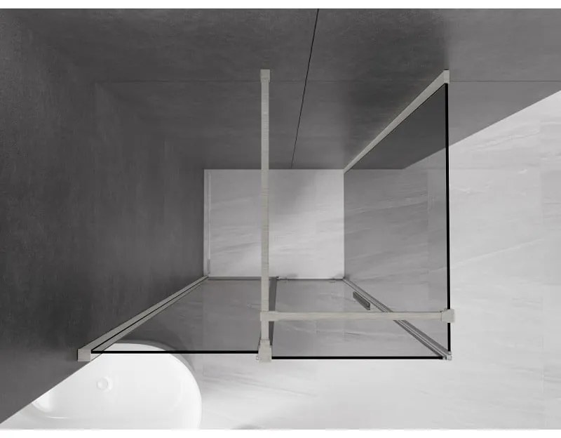 Mexen Velar, zuhanykabin tolóajtóval 150 x 100 cm, 8mm szürke üveg, csiszolt acél, 871-150-100-41-97