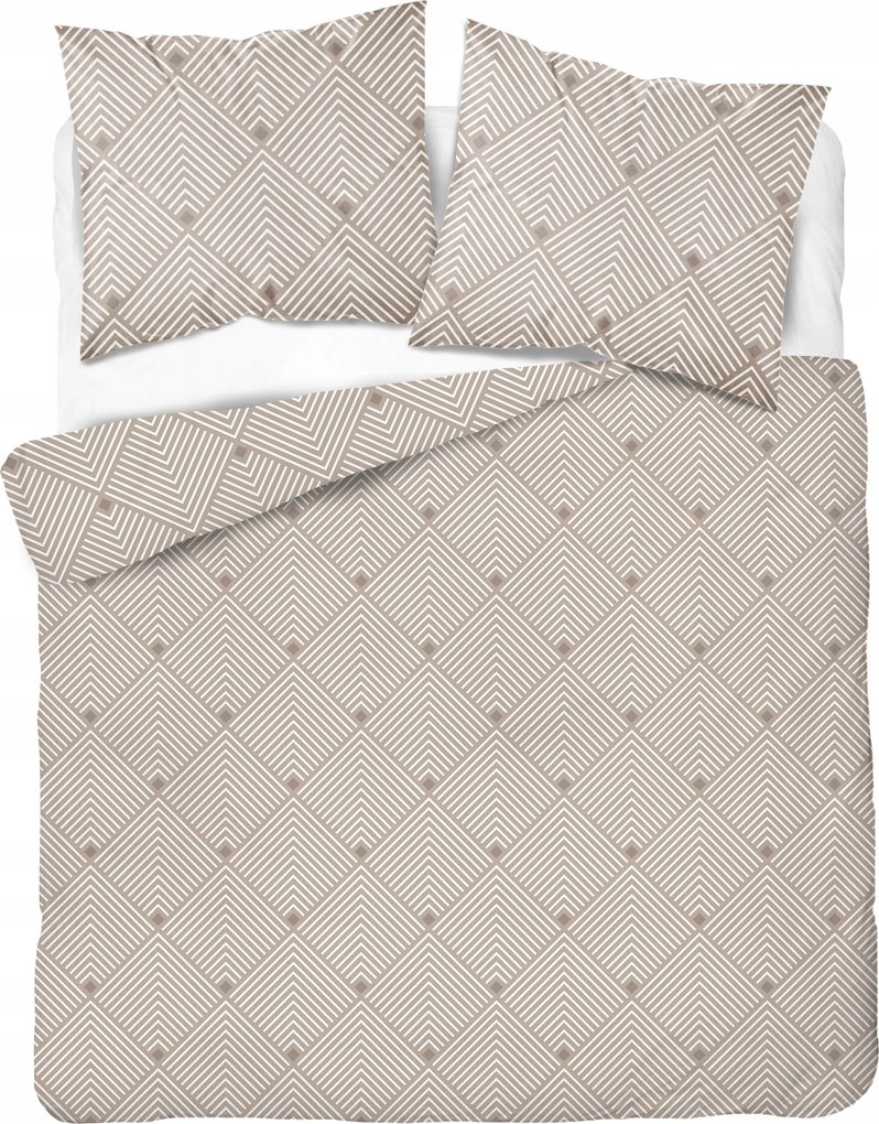 Szatén ágyneműhuzat 140x200 bézs geometrikus rombuszokkal Satin Stories