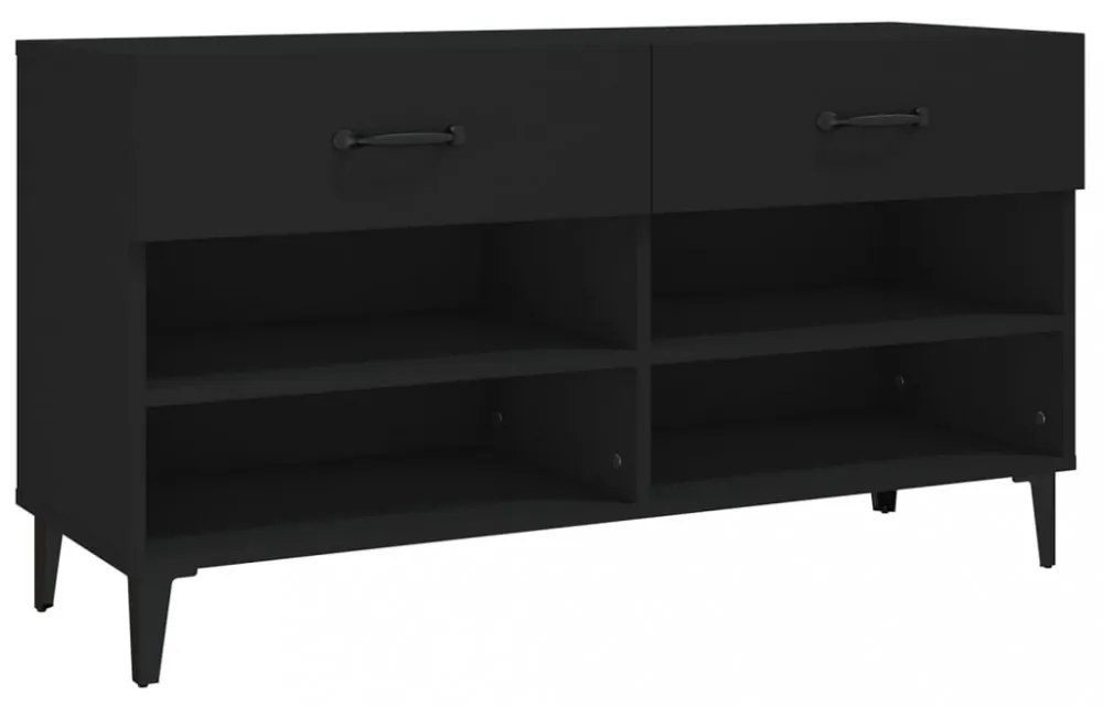 fekete szerelt fa cipősszekrény 102x35x55 cm
