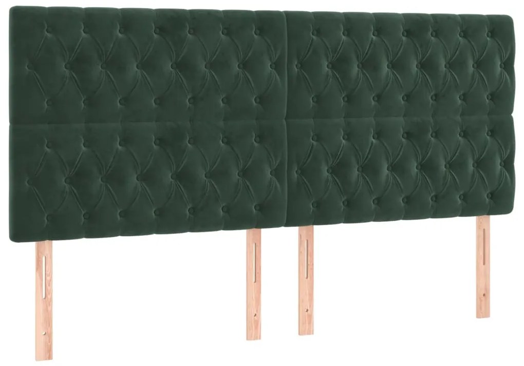 4 db sötétzöld bársony fejtámla 100x7x78/88 cm