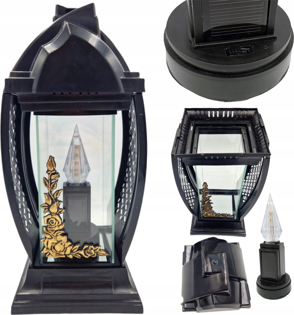 Napelemes Led Mécses Fekete Napelemes Nagy Cserélhető Betét Modern 33CM