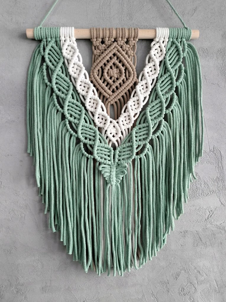 Makramé Zöld Színes 40x60 Boho Lengyel Kézműves Falikép
