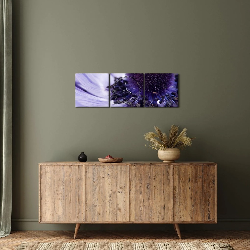 Kép - Ibolya virág (órával) (90x30 cm)