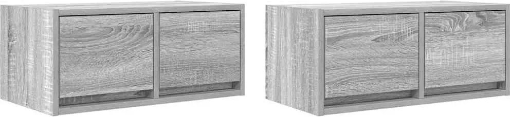 vidaXL 2 db szürke sonoma szerelt fa fali TV-szekrény 60x31x25,5 cm