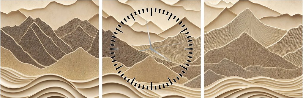 Kép - 3D hegyvonalak (órával) (90x30 cm)