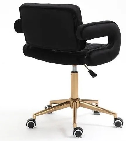 HR8403K Fekete modern velúr szék arany lábbal