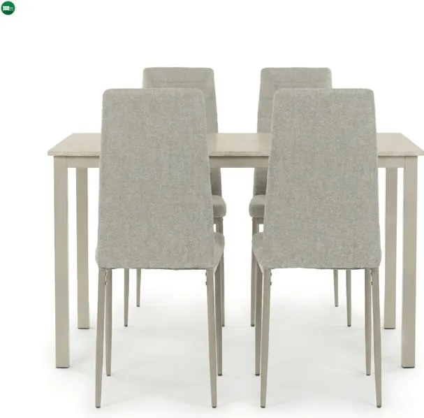 4 személyes étkezőszett szürke székekkel, krémszínű asztallal, asztal méret: 110x70x75cm, ASE-1039 CRM2
