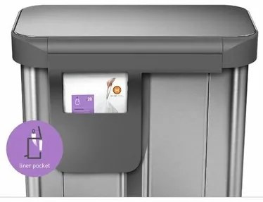 Simplehuman pedálos hulladékgyűjtő szelektívhulladékgyűjtő 58 l, ezüst