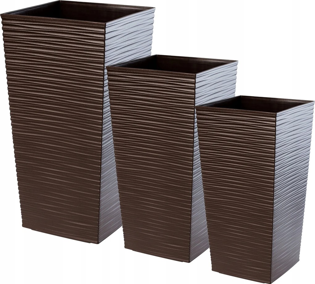 3 db-os Virágtartó Készlet Mokka Vésőbetét Nagy