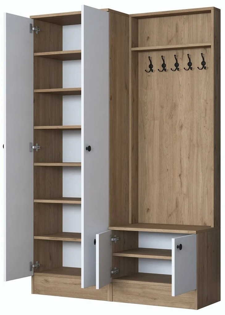 Előszoba szett Pone White and Walnut II