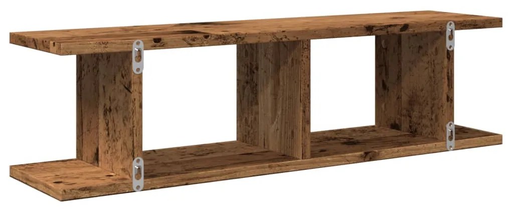 2 db antik fa színű szerelt fa fali polc 75 x 18 x 20 cm