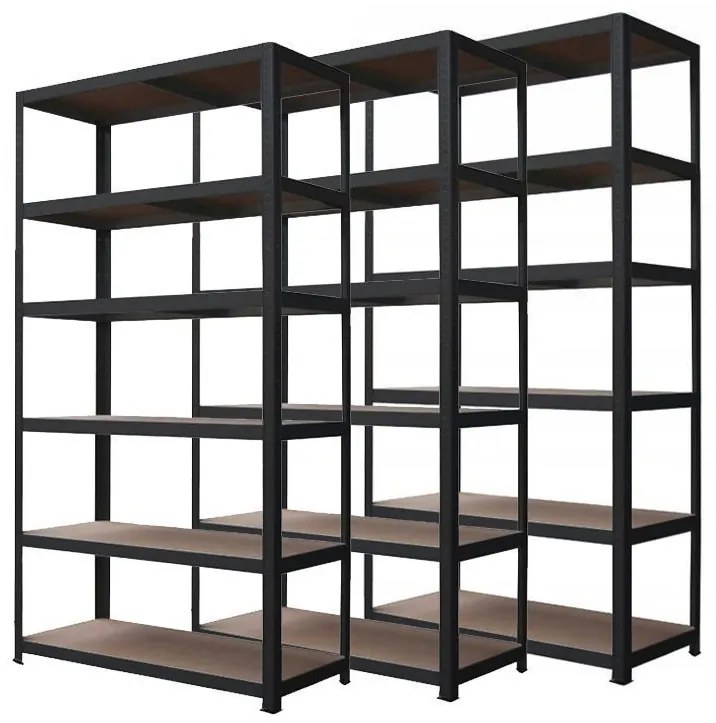 AKCIÓS CSOMAG, 3 DARAB Salgó polc 2400x1000x400 mm lakkozott 6 polcos, teherbírás 1050 kg - FEKETE