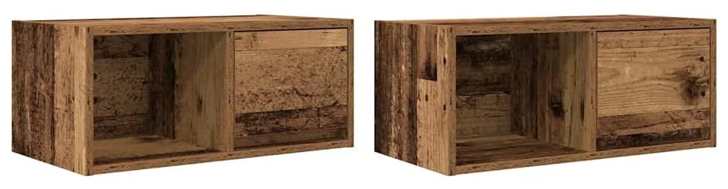 2 db antik fa szerelt fa fali TV-szekrény 60x31x25,5 cm