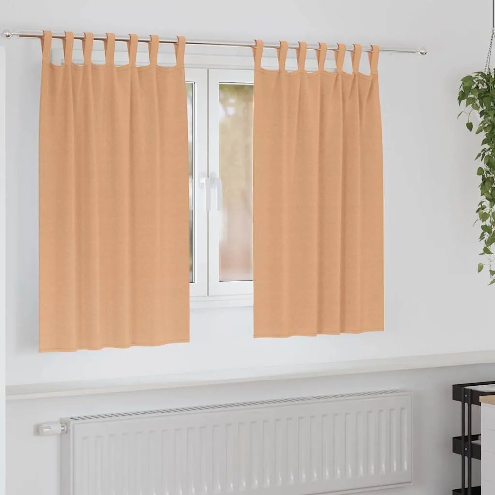 Függönyök függönyökkel 2 pcs Világosbarna 140x140cm Poliészter