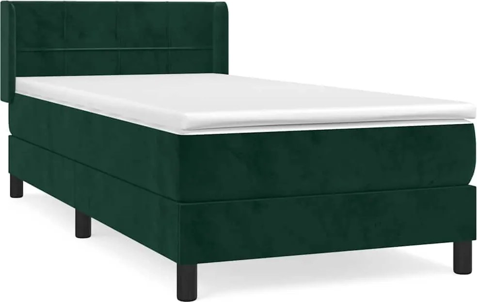vidaXL sötétzöld bársony rugós ágy matraccal 80 x 200 cm