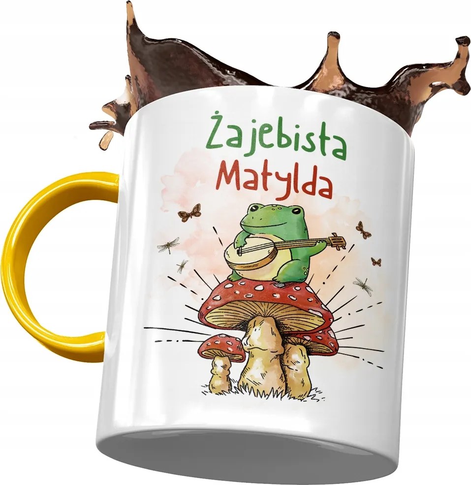 Sárga Bögre Matildának Barátnőknek Ajándék Nyomtatott Fotóval