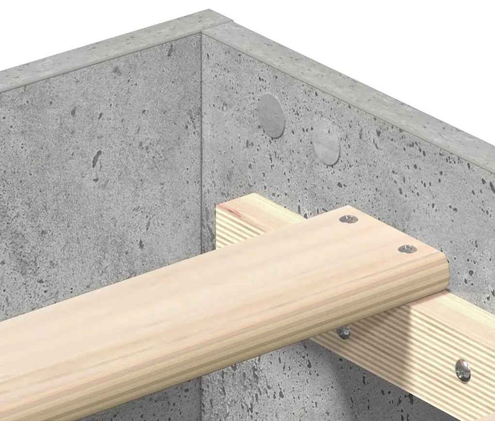 betonszürke szerelt fa ágykeret matrac nélkül 90 x 190 cm