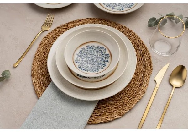 24 darabos étkészlet kék/bézs/porcelán