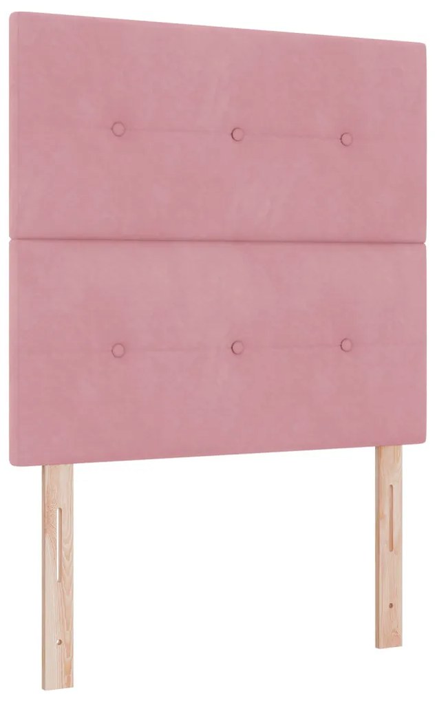 Boxspring Ágy Mattal Rózsaszín 90x190 cm Bársony