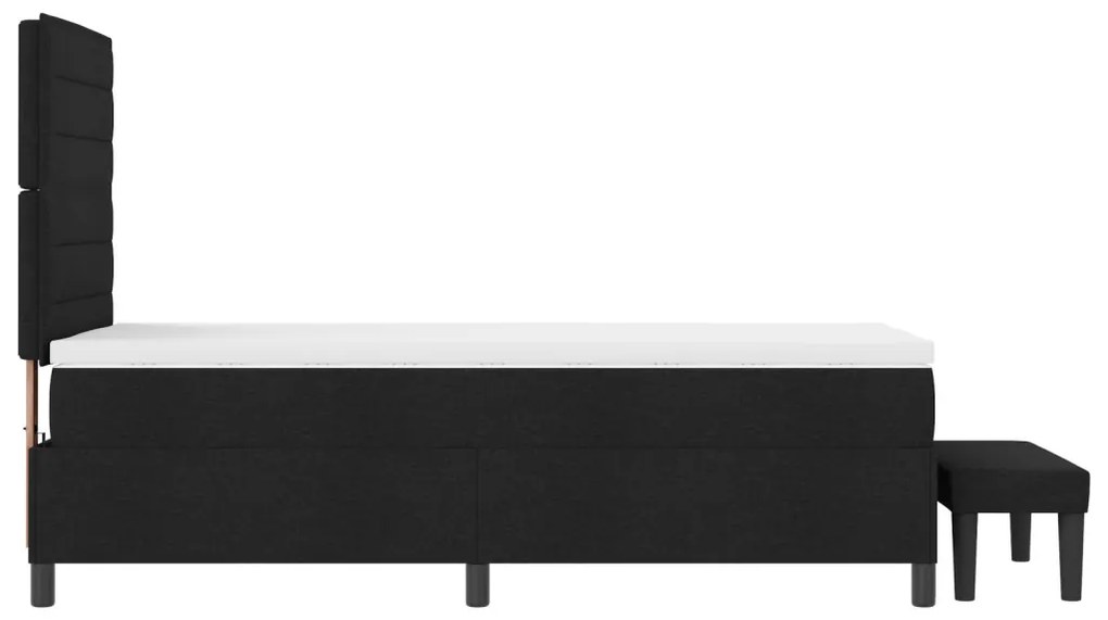 Box Spring Ágy Matraccal és Padlóval Fekete 100x200 cm Szövet