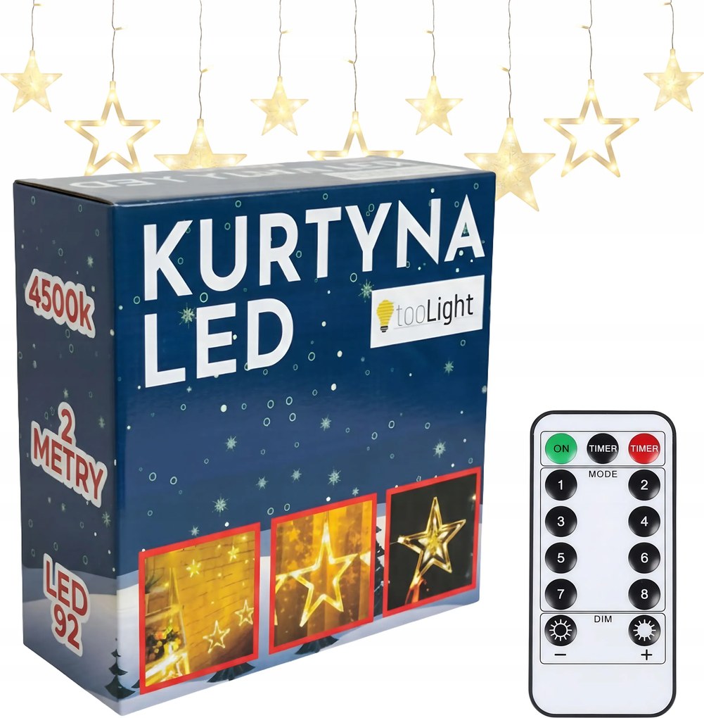 Led Csillag Füzér Fényfüggöny Lámpák Lógó Meleg Fehér 2m