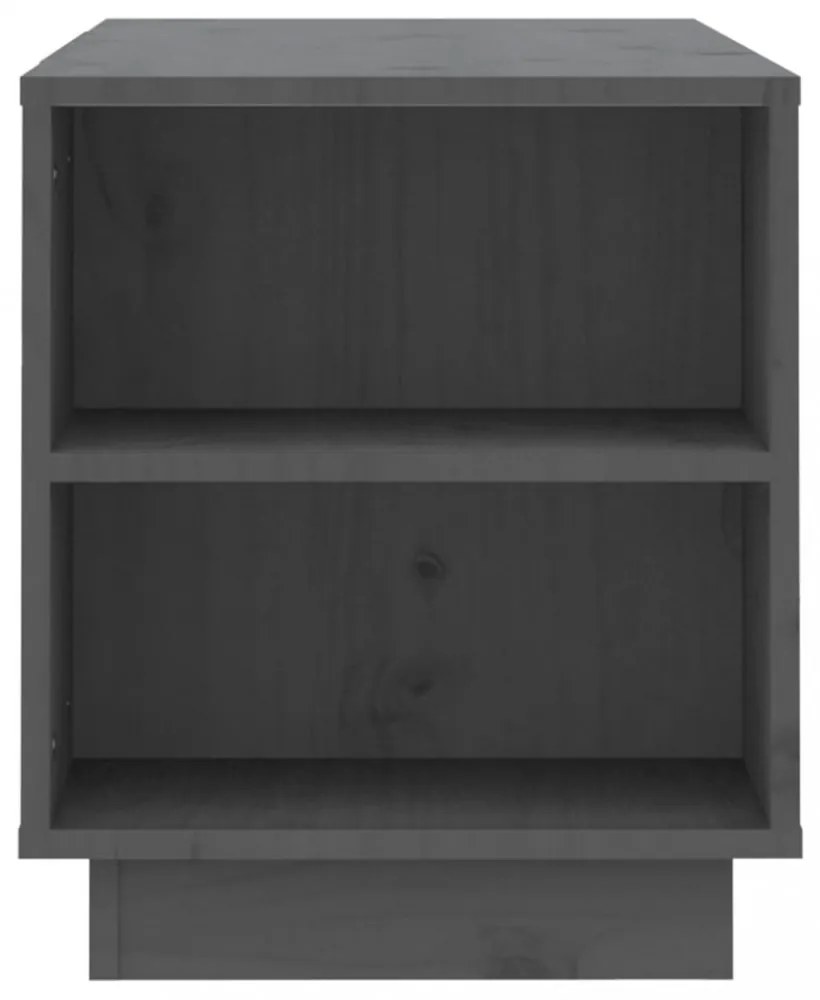 szürke tömör fenyőfa TV-szekrény 110 x 35 x 40,5 cm