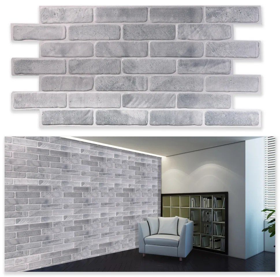 3D PVC falpanel Régi szürke tégla mintás