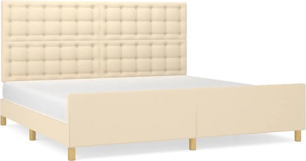 vidaXL krémszínű szövet ágykeret matrac nélkül 200 x 200 cm